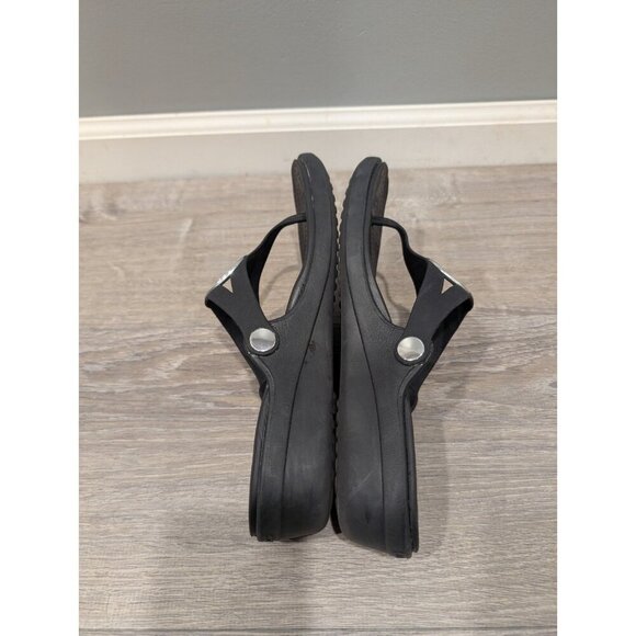 Crocs Black Sanrah Beveled Circle Low Wedge Flip Flop Thong Sandal Shoe Size 11 - Picture 5 of 16